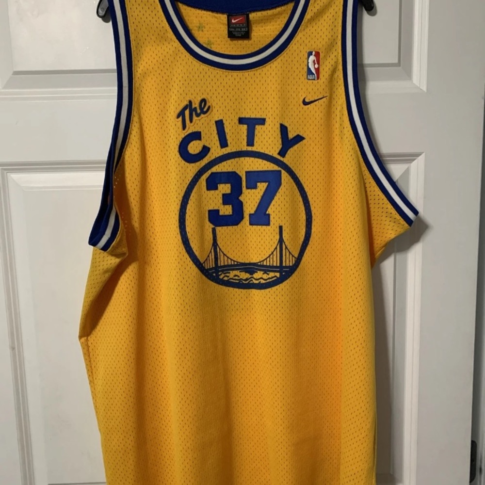 Nike Golden State Warriors VanExel  #37 Team Yellow and Blue Jersey 3XL